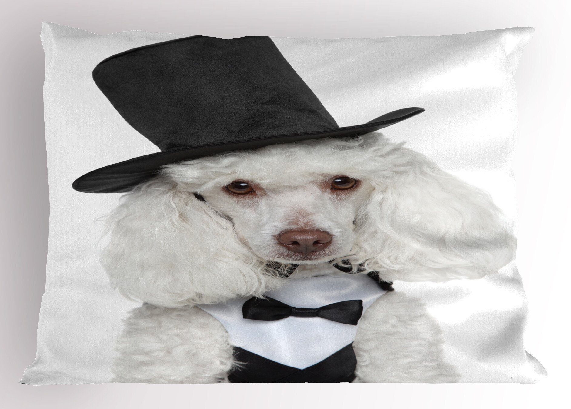 Kissenbezüge Dekorativer Standard King Size Gedruckter Kissenbezug, Abakuhaus (1 Stück), Hunde Sad Blick Portrait in einem Hut