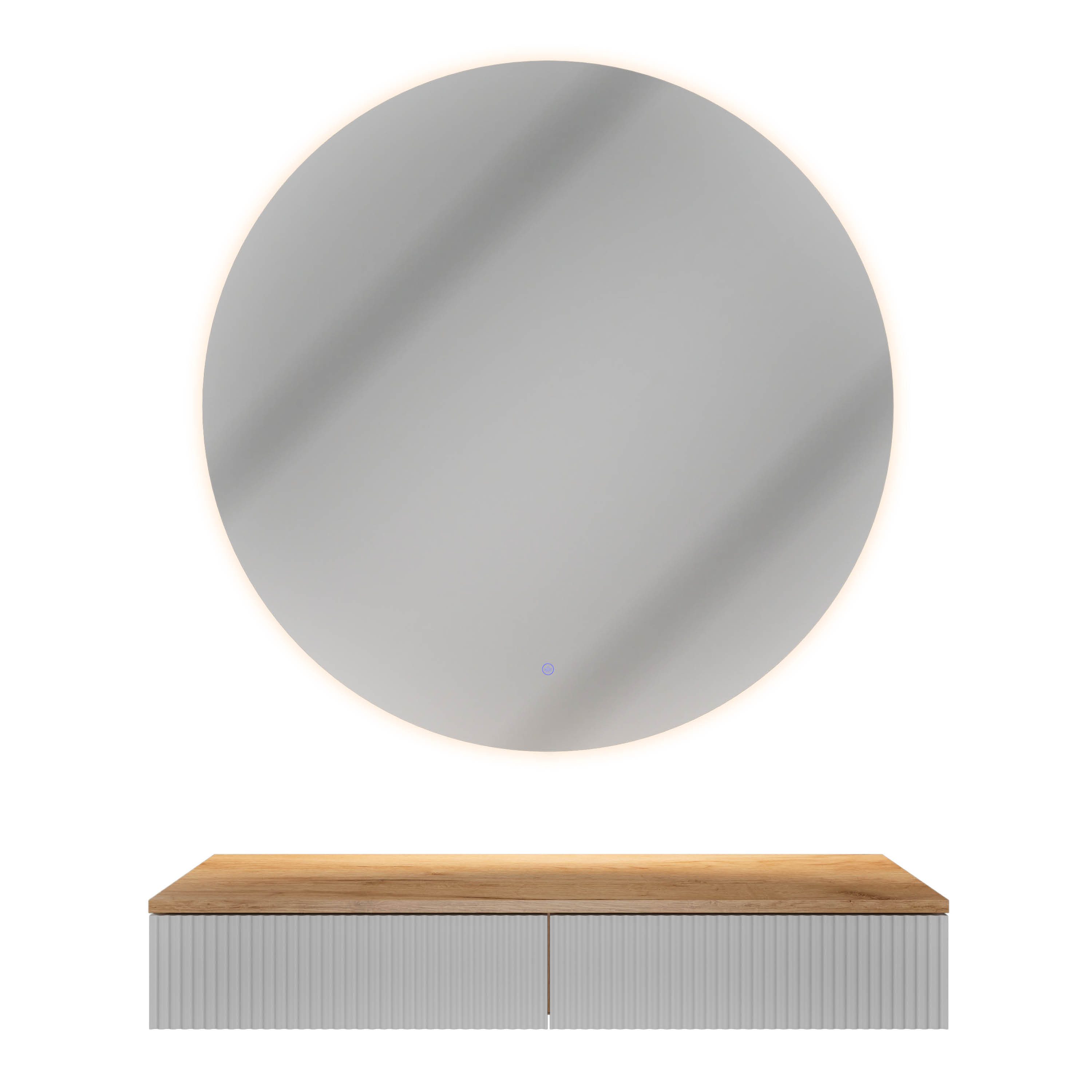 Planetmöbel Konsolentisch AMYRA Flurtisch 100 cm, NOVA Spiegel mit Beleuchtung 60 - 100 cm (Konsolentisch 100 cm, inkl. Spiegel mit Beleuchtung rund 100x100 cm) – Bild 5 von 5