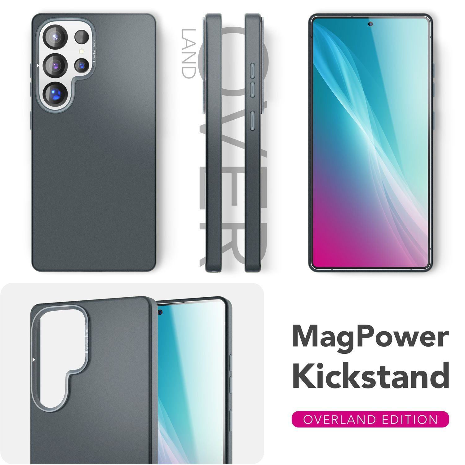 Nalia Smartphone-Hülle Samsung Galaxy S25 Ultra, Overland / Ultra Dünnes Hardcase / Versteckter MagSafe Ring / Standfuß