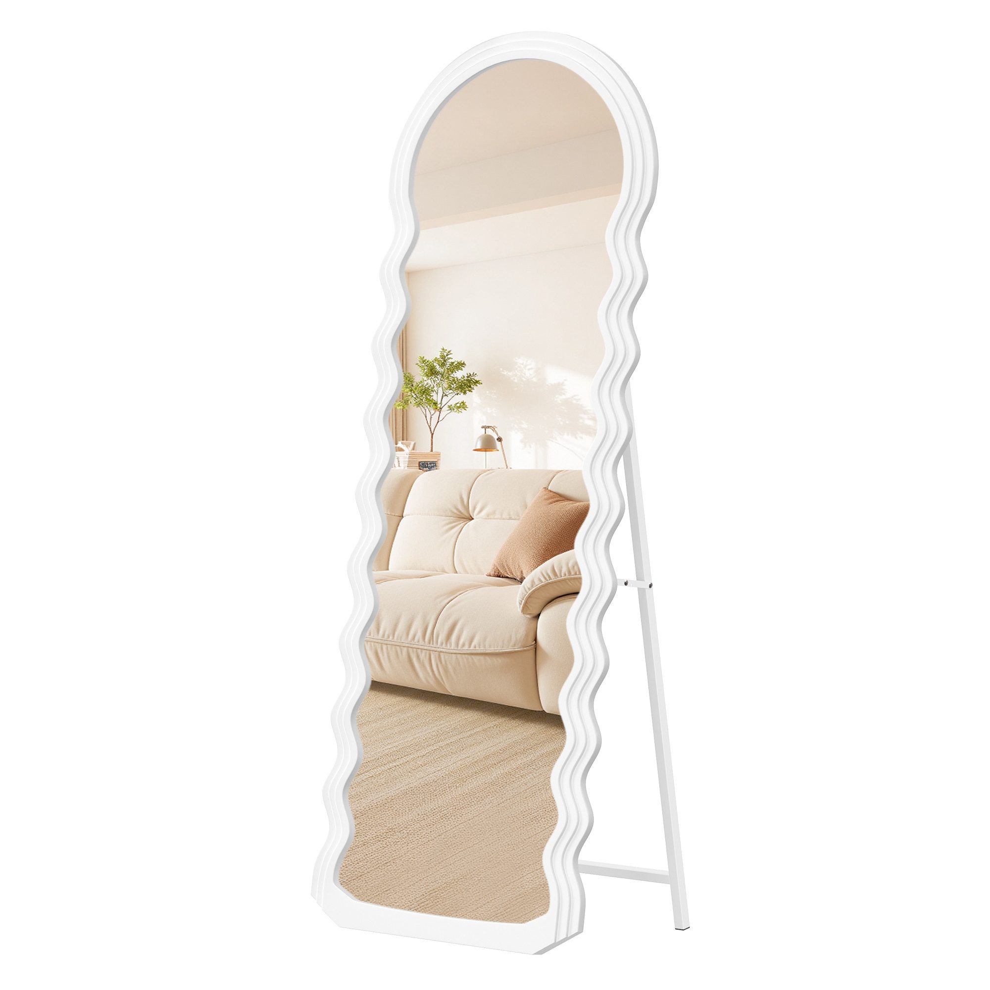 SONGMICS Standspiegel, Wellenform, Bodenspiegel, mit Ständer, günstig online kaufen