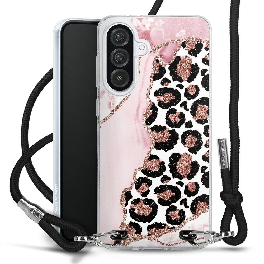 DeinDesign Handyhülle Leopard Glitzer Look Marmor Patterns and Textures Smooth Pink, Samsung Galaxy A56 5G Handykette Hülle mit Band Case zum Umhängen
