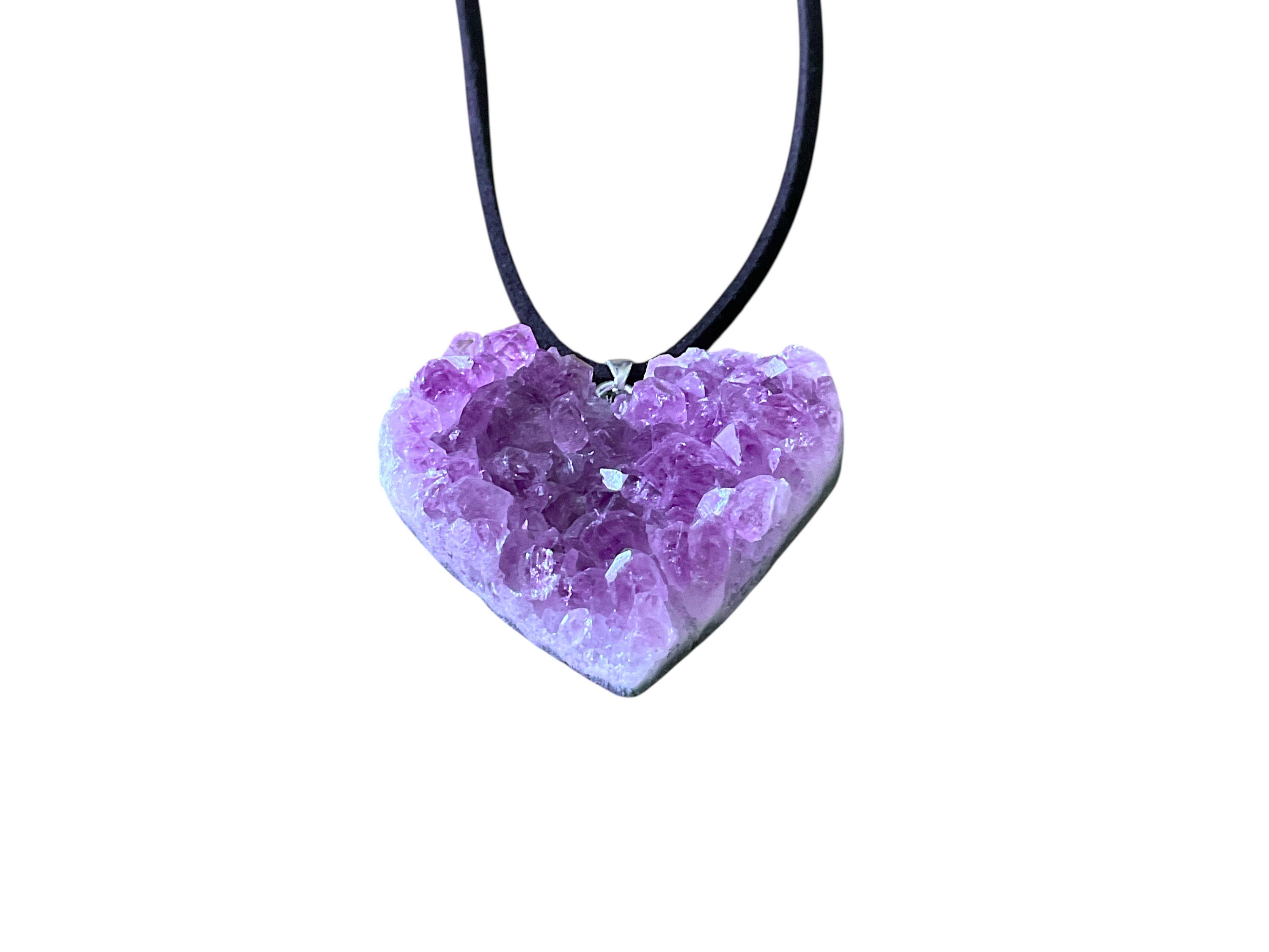 Steinfixx® Edelstein Amethyst Herz Anhänger 925 Silber I 80 cm Wildlederband, (ca. 10 gr. I ca. 2-3 cm I Handarbeit, 1-St., Lieferung mit Geschenkverpackung), A – Bild 5 von 5