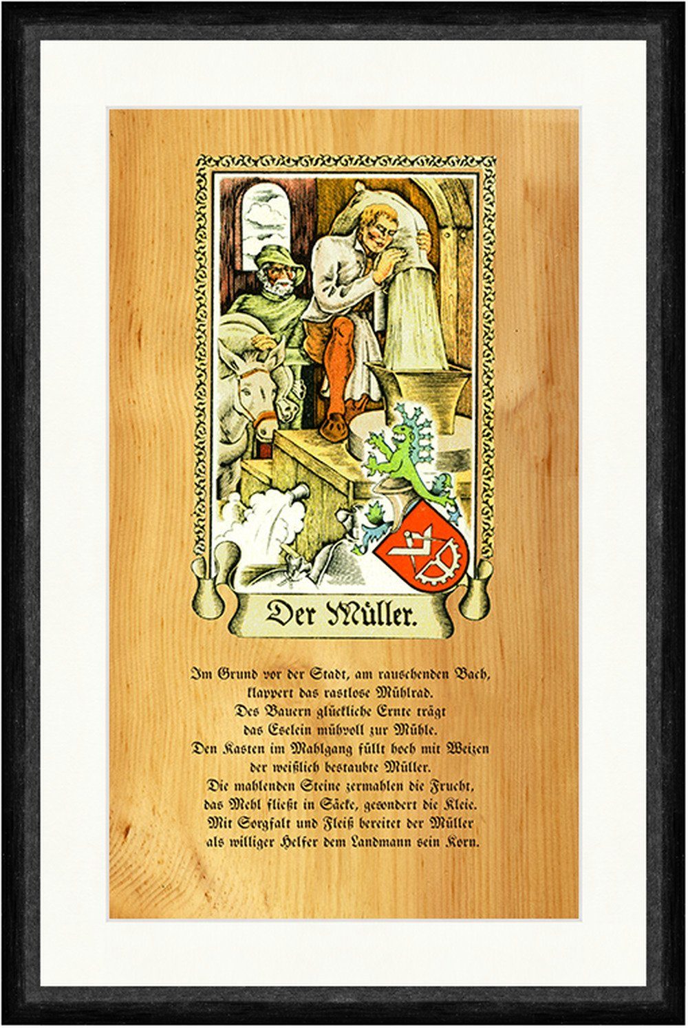BillerAntik Kunstdruck Der Müller Mehl Mühle Mahlen Getreide Esel Säcke Faks_Stand 005, (1 St)