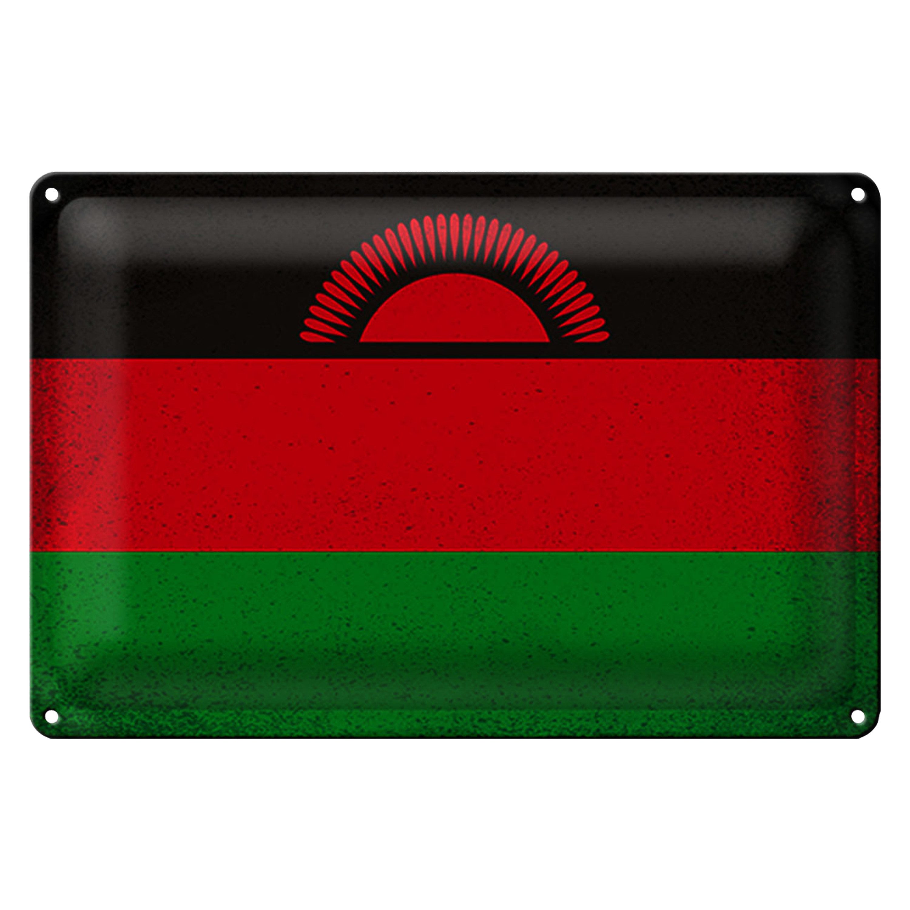 Roomando Metallschild Flagge Malawi 18x12cm Flag of Malawi Vintage