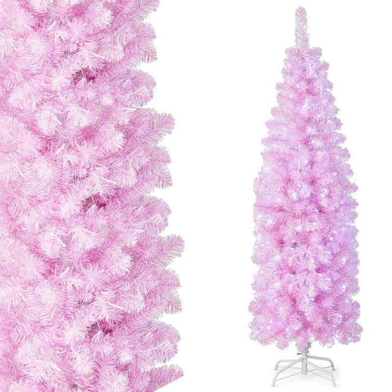 COSTWAY Künstlicher Weihnachtsbaum, Bleistift, mit 250 kaltweißen LEDs, 180cm