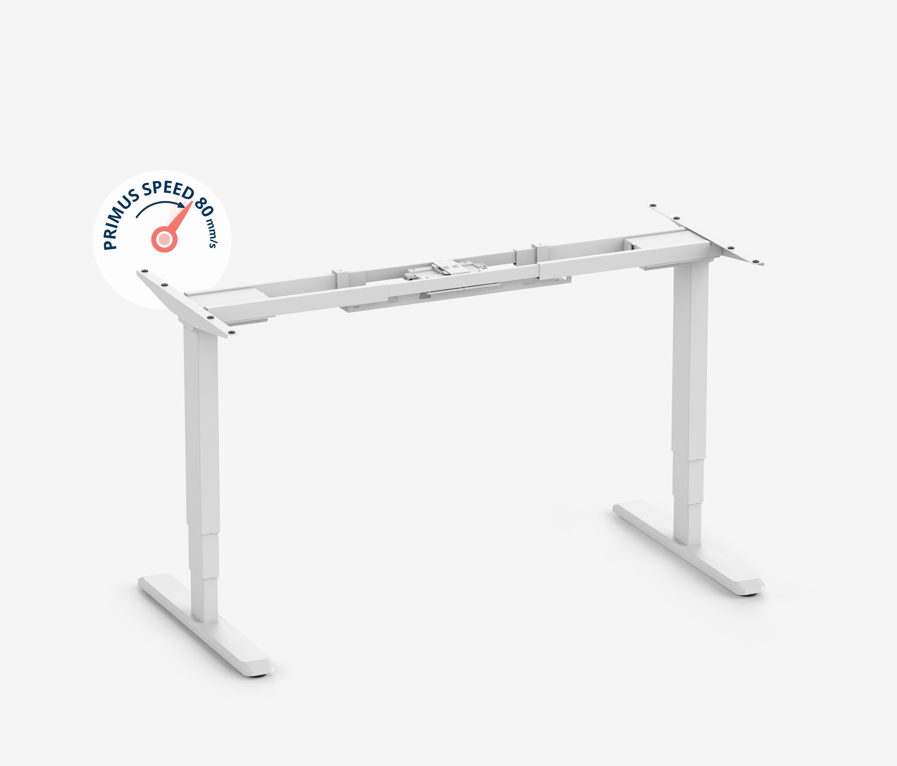 Ergolutions Schreibtisch PRIMUS Speed elektrisch höhenverstellbarer Schreibtisch, 80 kg Traglast / Schnell / Leise / Timer / Memory / Kollisionssensor