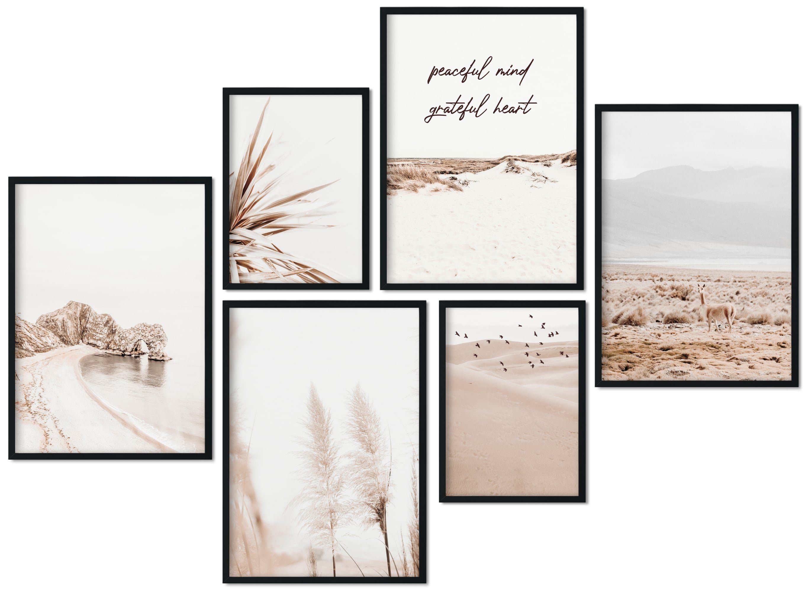 Pampasgras, « Bilder-Collage Berge CreativeRobin Wohnzimmer Deko, als Poster-Set & » Strand Strand Pampasgras CreativeRobin, &