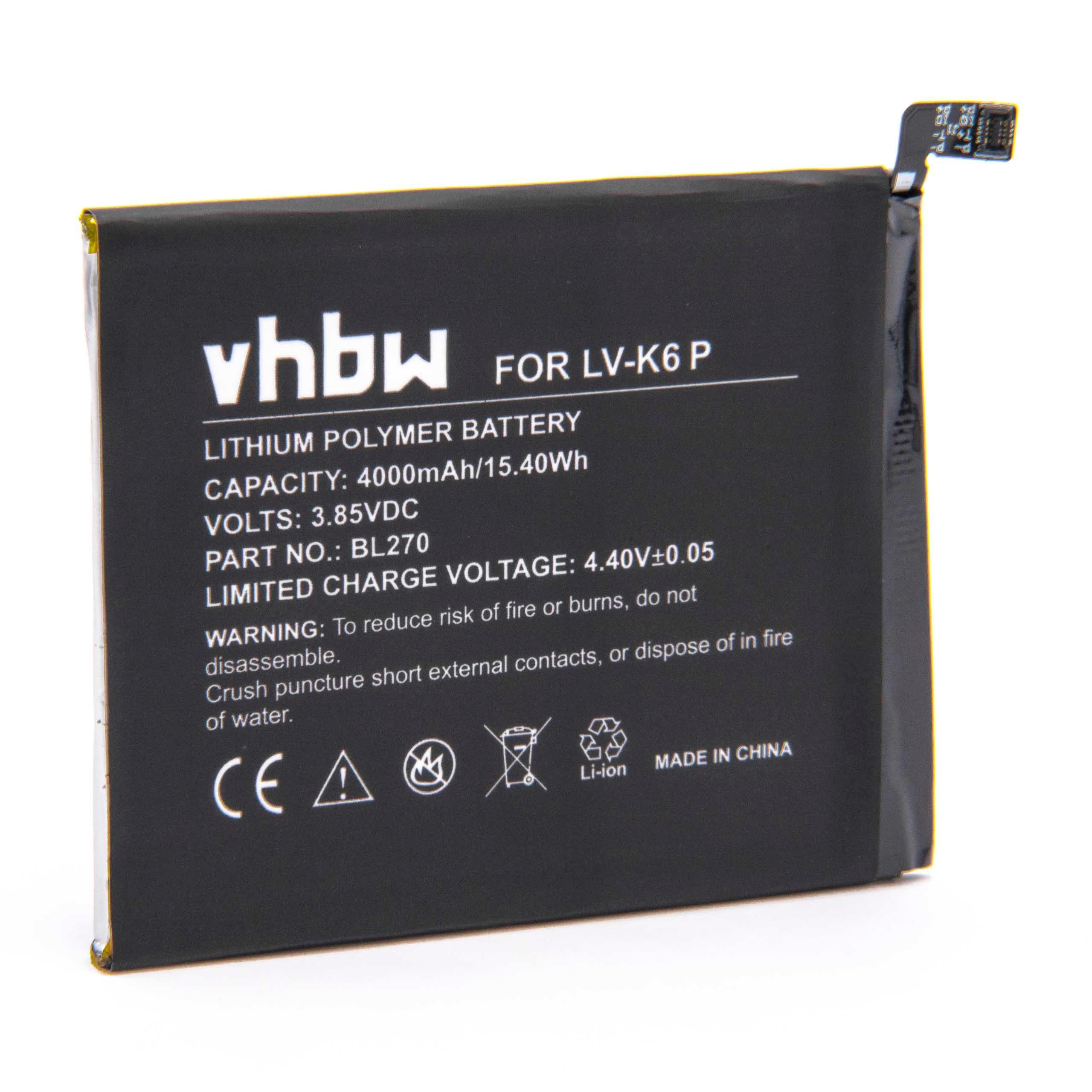vhbw kompatibel mit Lenovo Vibe K6 Plus Smartphone-Akku Li-Polymer 4000 mAh (3,85 V)