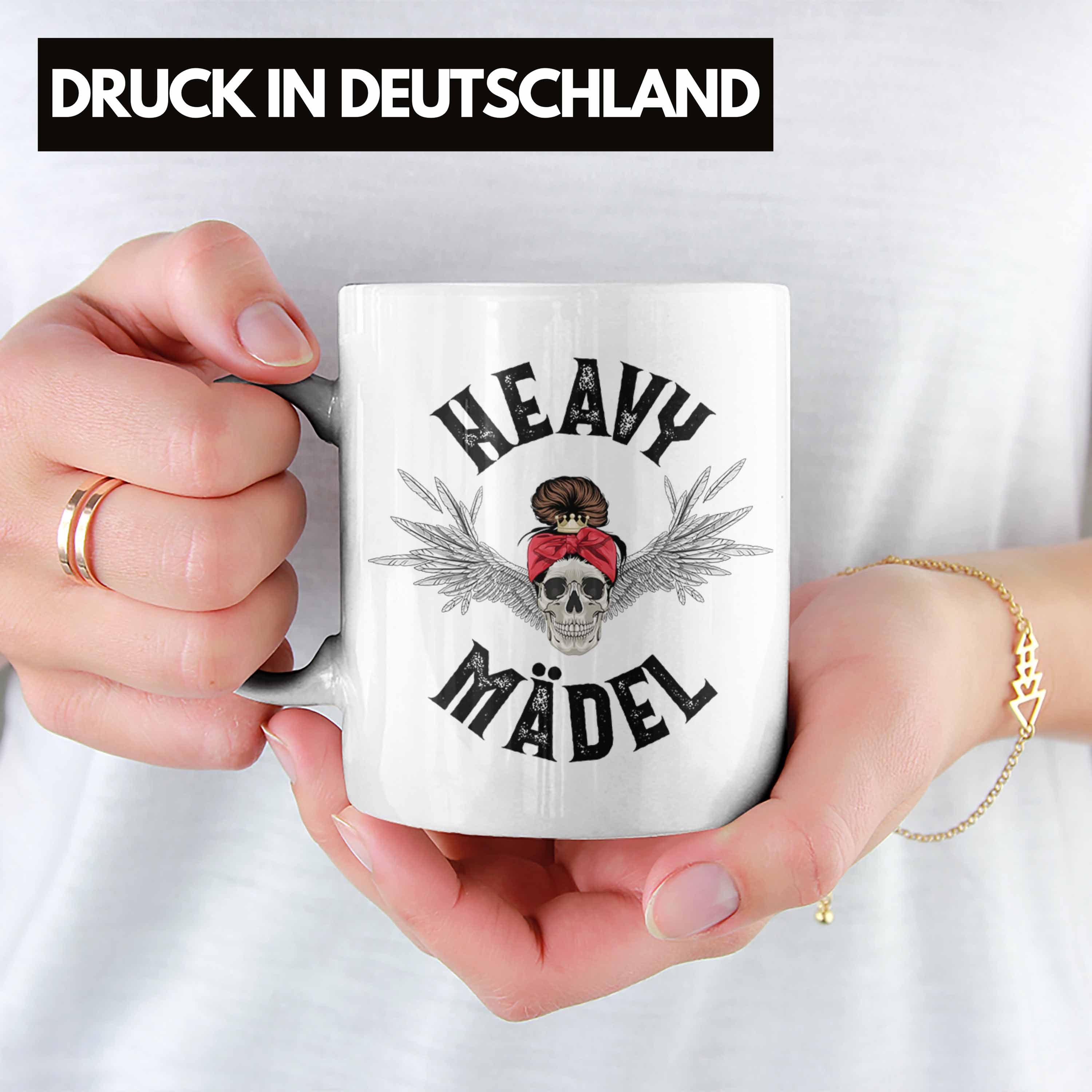 Trendation Becher Weiss Tasse Geschenkidee Tasse Geschenk Metal Heavy Metalfal Rocker Biker Death Metal Frauen - Trendation Mädel