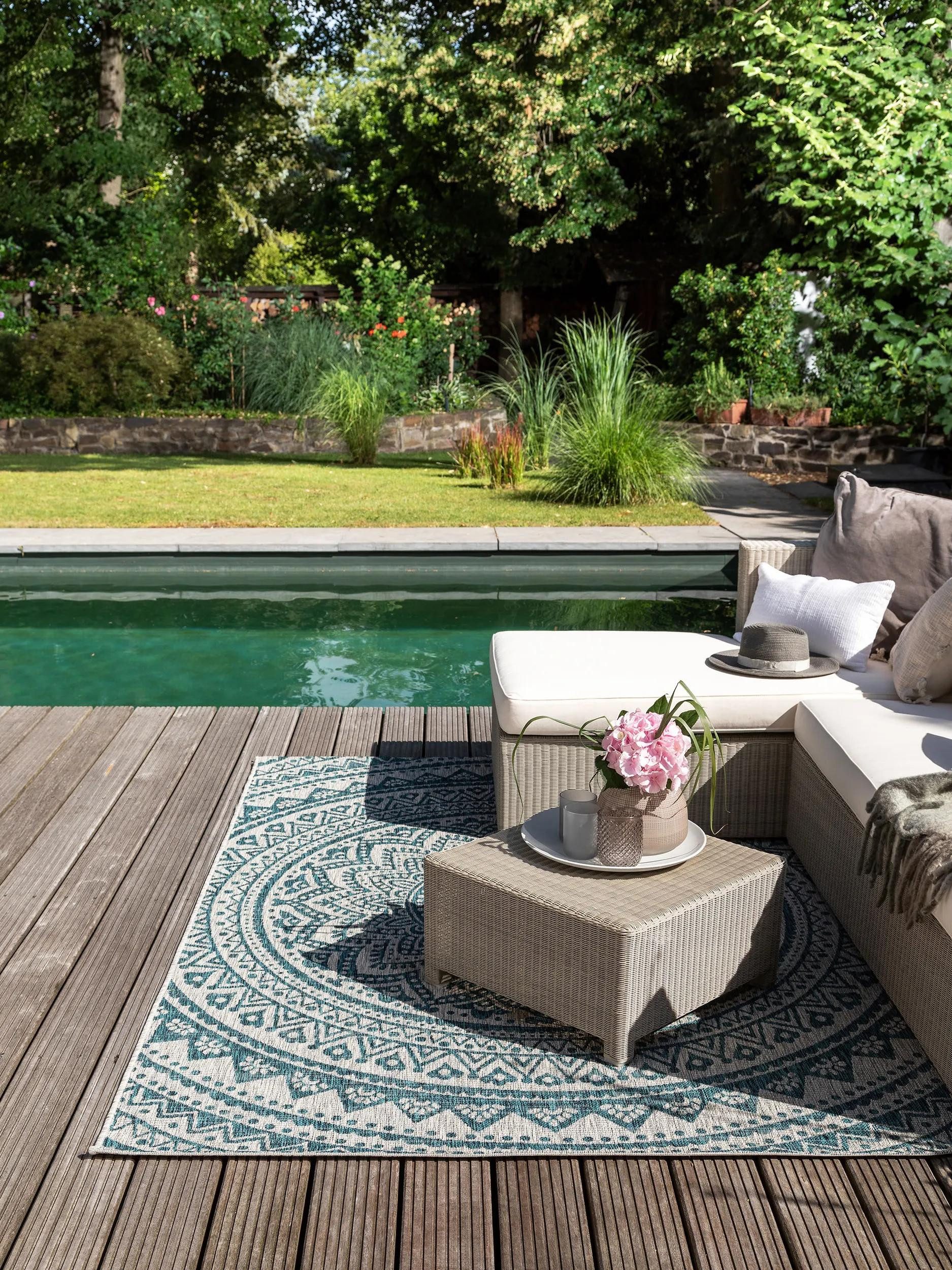 benuta Outdoorteppich Cleo, rechteckig, Höhe: 5 mm, Teppich Wohnzimmer, Schlafzimmer, Esszimmer, Flur, Kunstfaser, Cozy