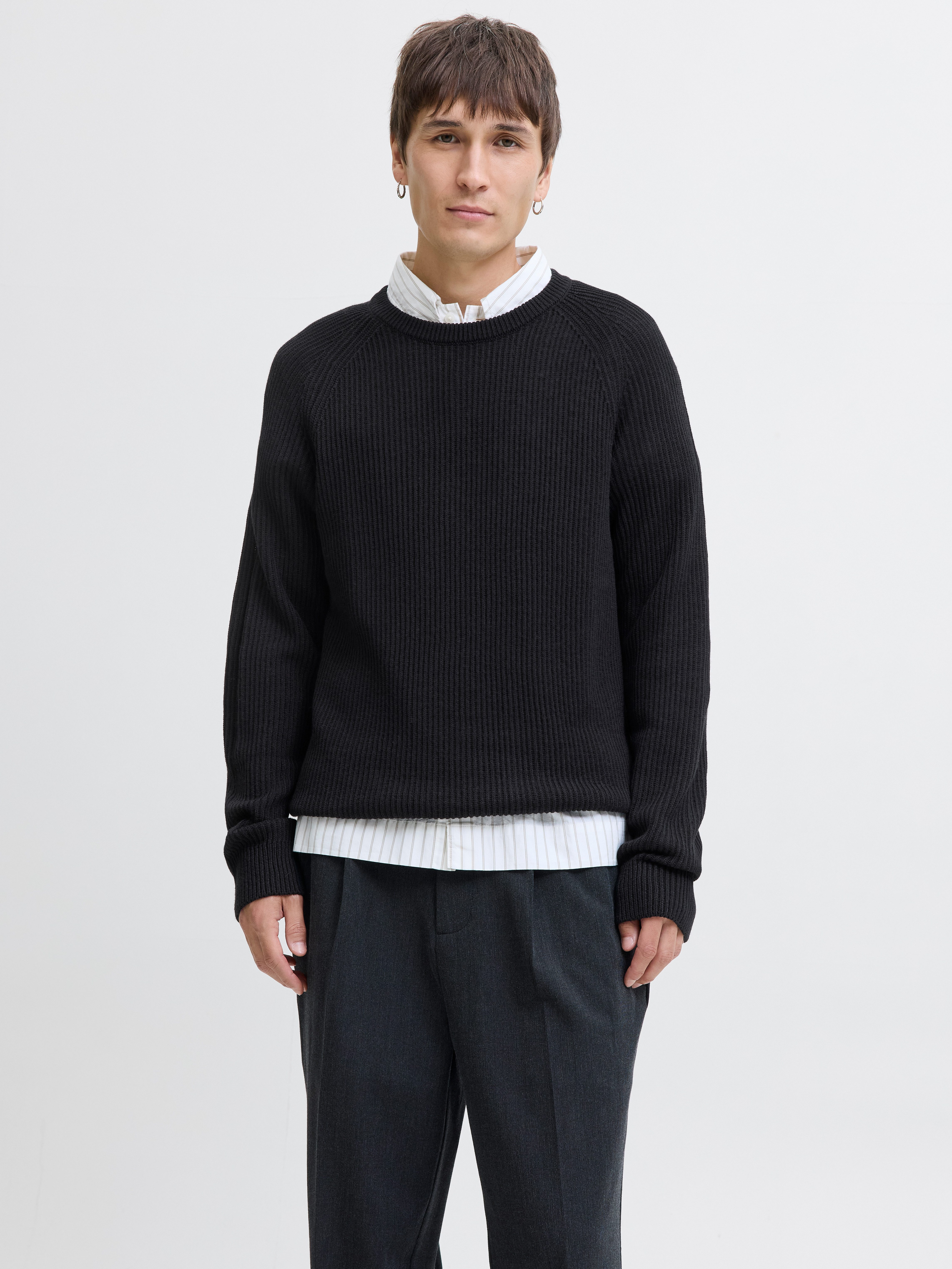 Jack & Jones Rundhalspullover JJPANNEL KNIT CREW NECK AW25 günstig online kaufen