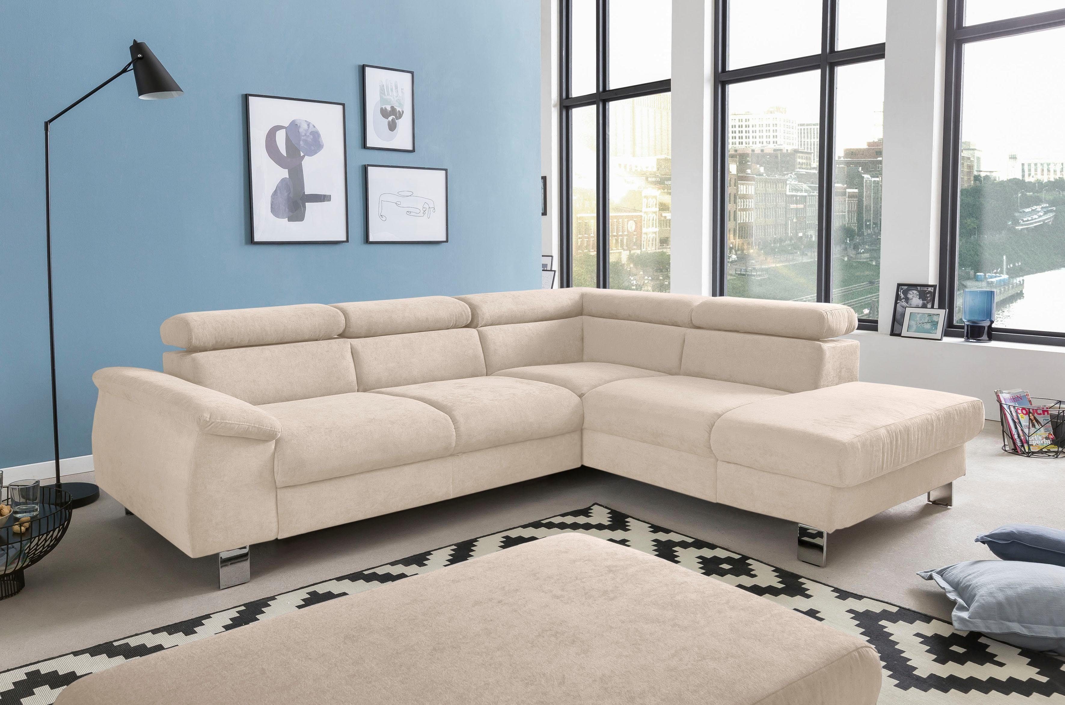 COTTA Ecksofa "Komaris L-Form, B: 249 cm" mit Kopfteilverstellung, optional günstig online kaufen