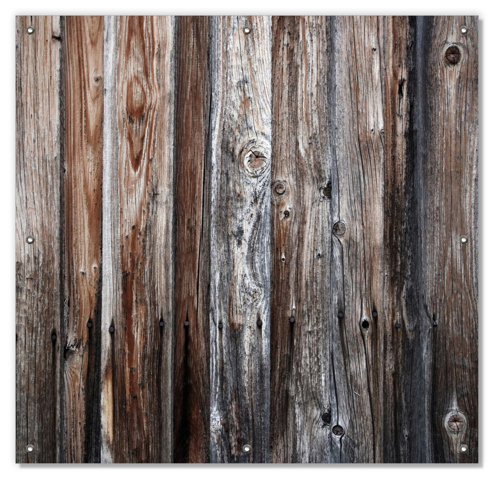 Sonnenschutz Alte Holzwand wiederverwendbar Saugnäpfen, und in braun, Wallario, grau mit wiederablösbar blickdicht, und Holzplanken 