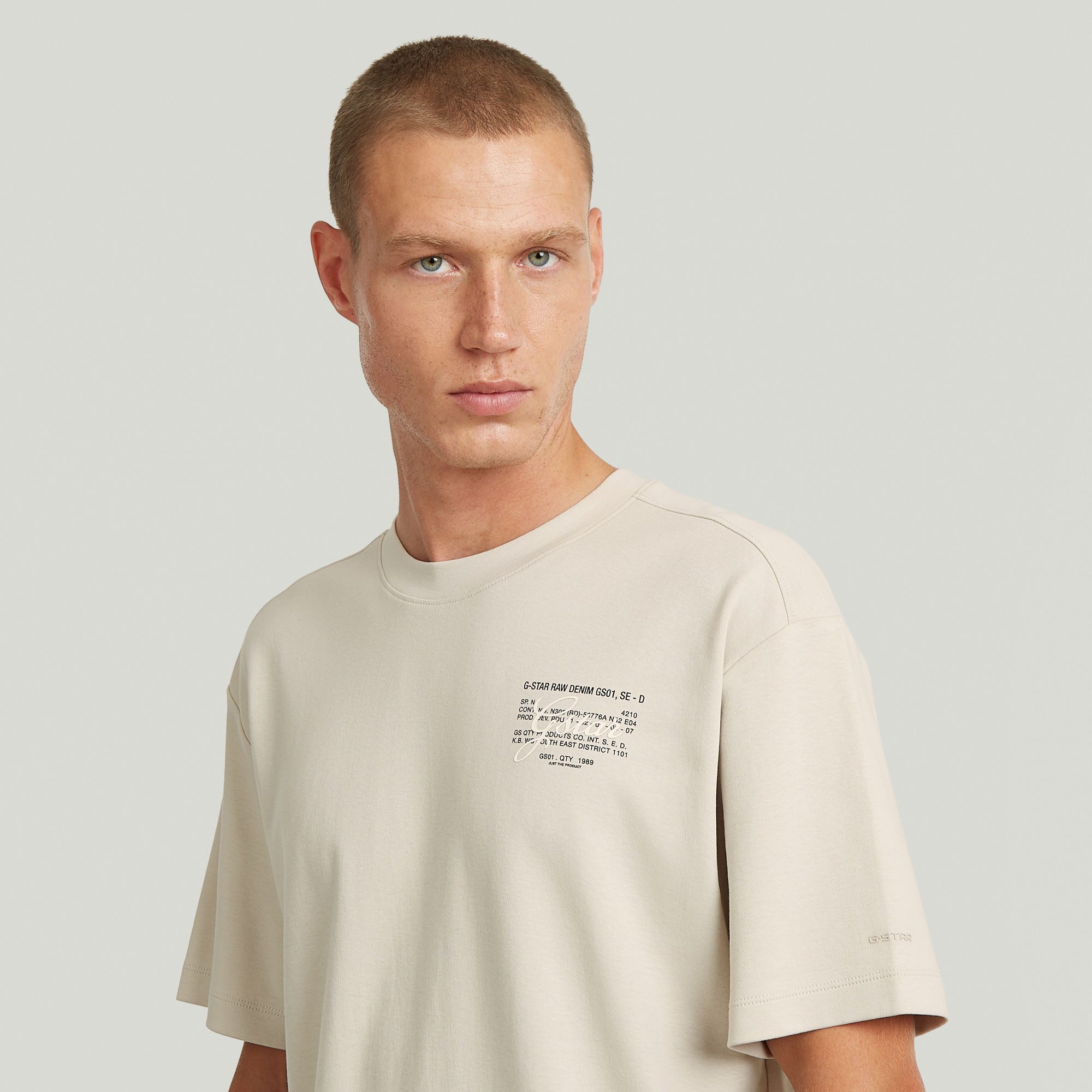 G-STAR T-Shirt Script mit kleinem Print auf der Brust, Regular Fit