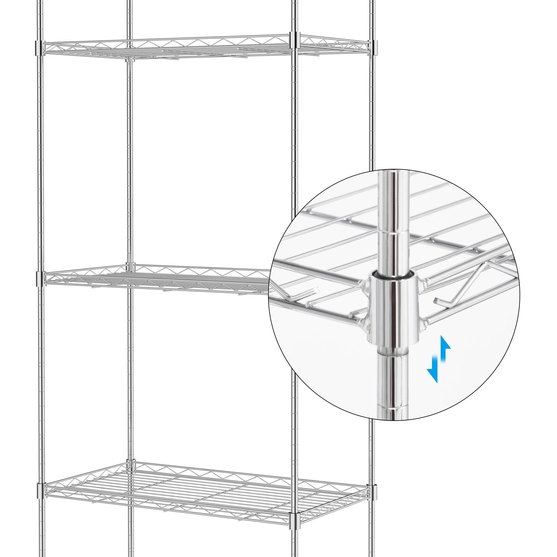 Mondeer Regal Aufbewahrungsregal, 6-Stufiges, 160cm, mit 8-Haken, bis 100kg