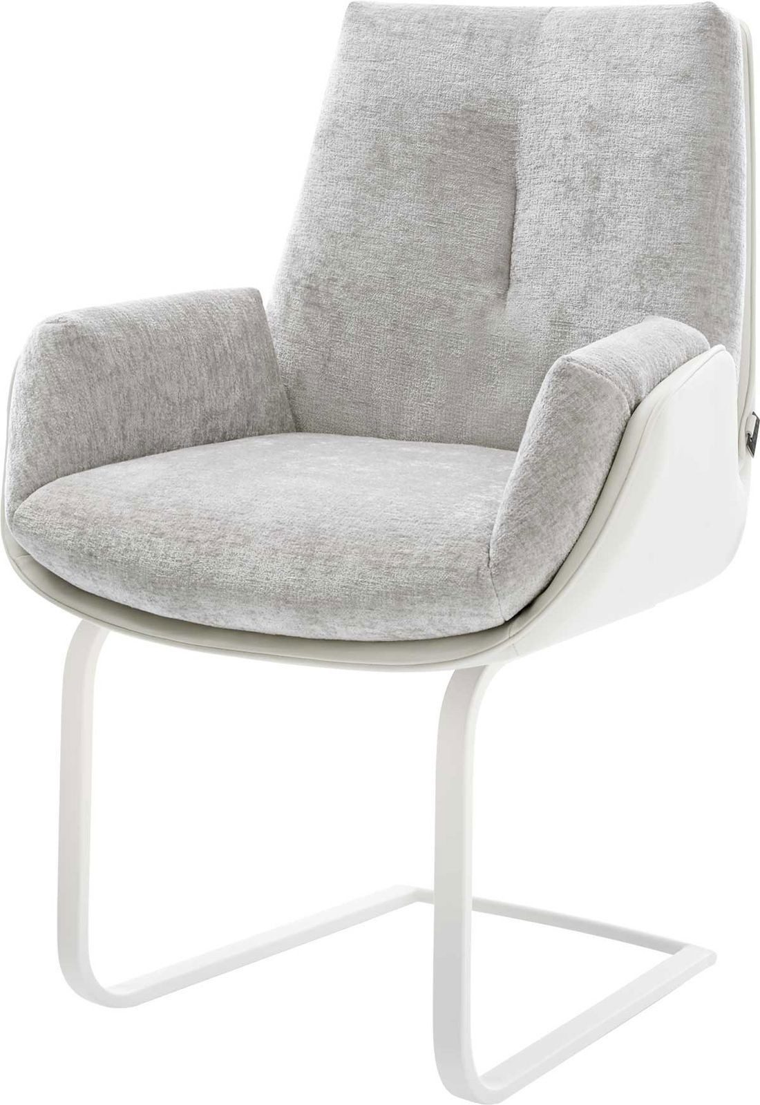 DELIFE Polsterstuhl Clea-Flex, Freischwinger flach Weiß Materialmix Echtled günstig online kaufen