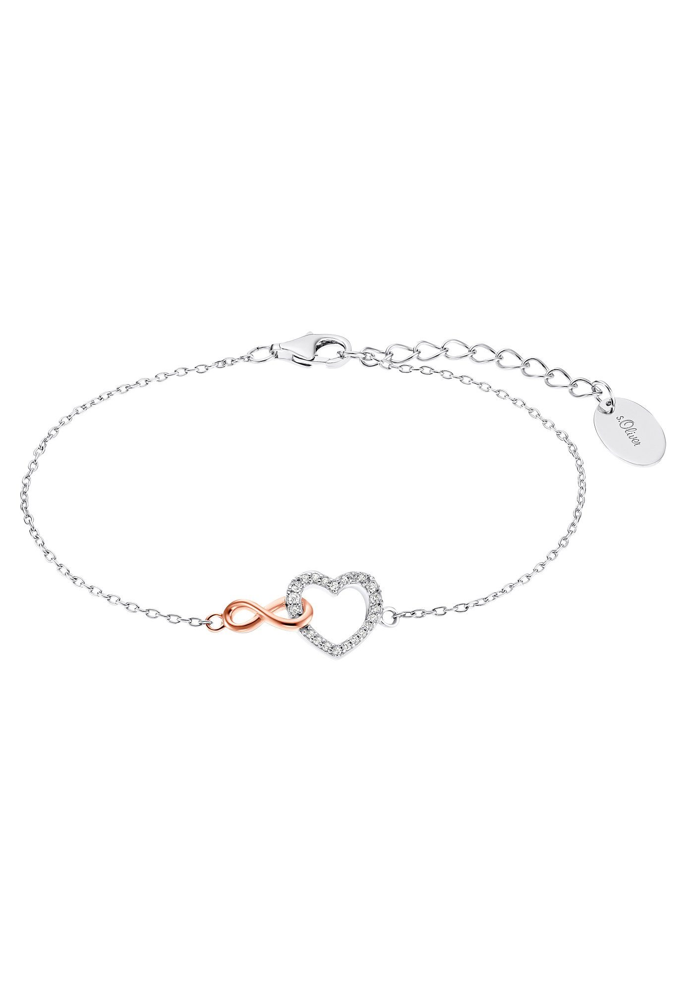 s.Oliver Armband Infinity/Unendlichkeitsschleife/Herz, mit Zirkonia (synth)