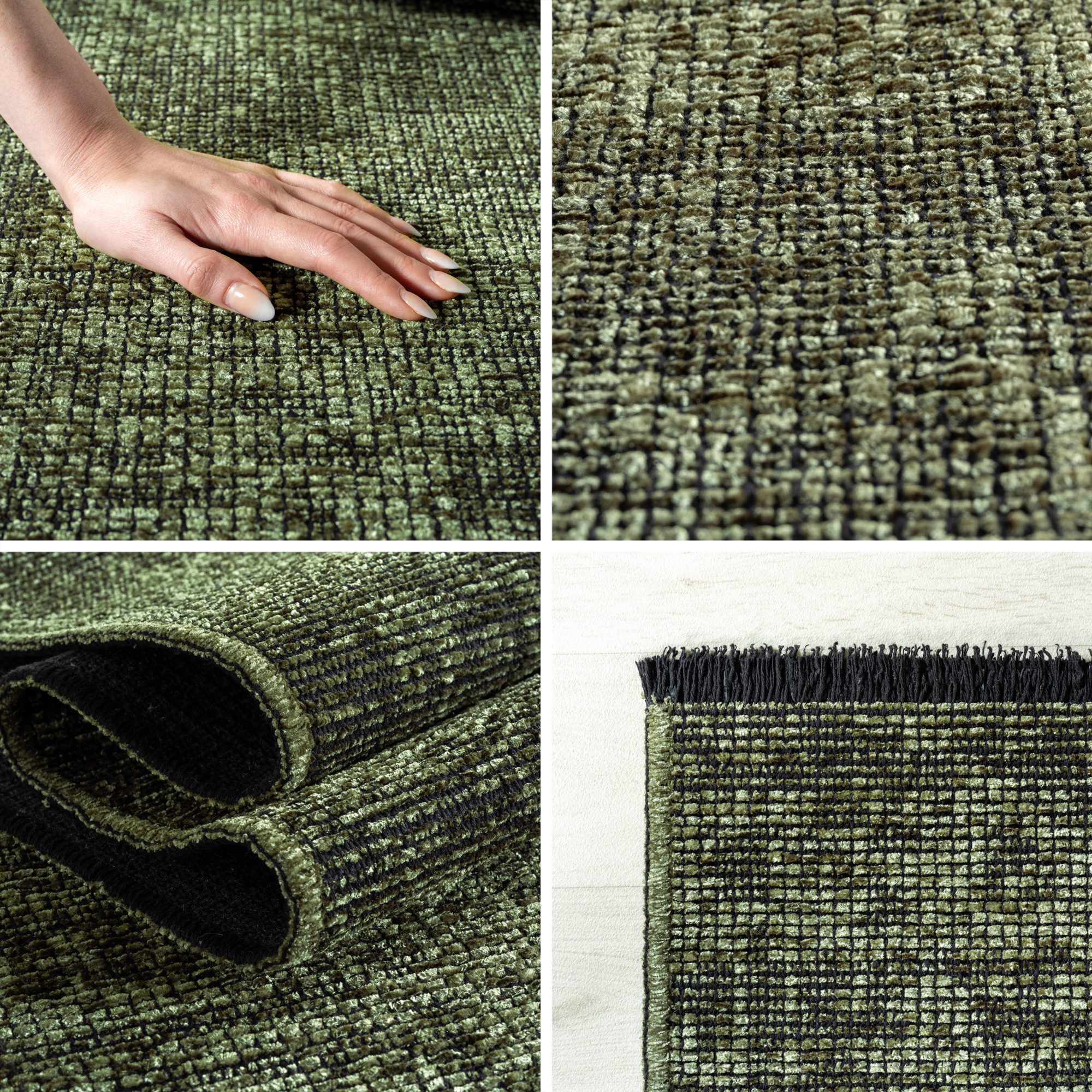 Teppium Teppich Unicolor - Einfarbig, Läufer, Höhe: 7 mm, Baumwolle Teppich Anti-Rutsch Waschbar Flachgewebe