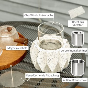 Outsunny Tischfeuer Tragbare Tisch Feuerschale für Innen- und Außenbreich (Windlichtes Bio-Tischfeuer, 3-St., Tischkamin), BxLxH: 17,5x17,5x12,5