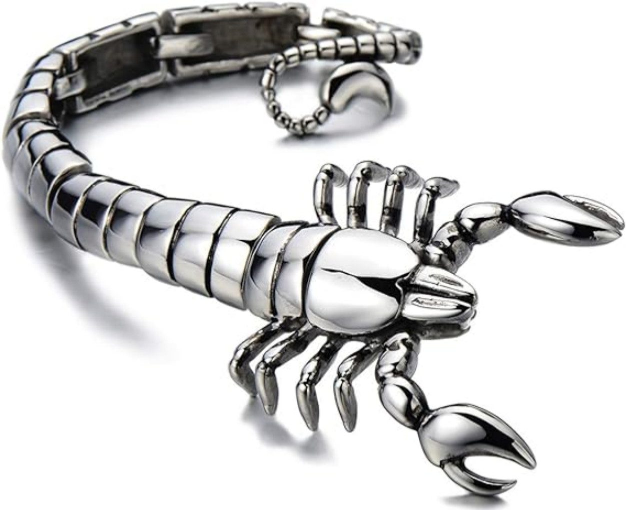 HEYHIPPO Edelstahlarmband Herren-Edelstahl-Armband Großer Skorpion Polierter Titan-Stahl, Geschenk für Freund, Vater, Ehemann, Sohn
