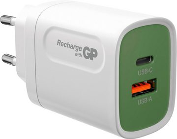 GP Batteries Steckerlader 20W PD 2 USB-Anschlüsse Typ A&C Inkl. int. Stecker USB-Ladegerät (ideal zum Laden von Smartphones, Tablets, Smartwaches, Kopfhörern uvm)