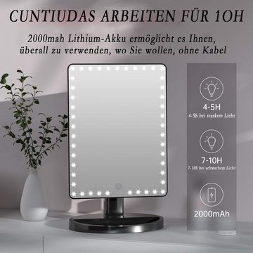 Welikera Kosmetikspiegel 22 LED USB Beleuchteter Schminkspiegel mit Touchscreen,HD-Spiegel