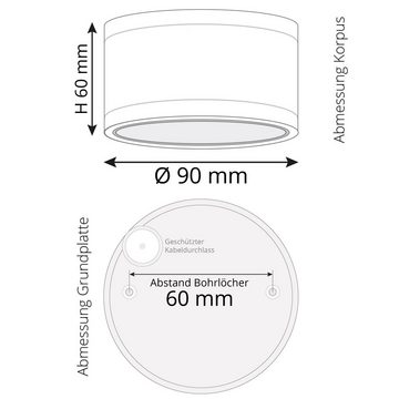 SSC-LUXon Aufbauleuchte CELI-WX Bad Aufbauspot rund schwarz IP44 mit LED GX53 dimmbar 6,5W, Neutralweiß