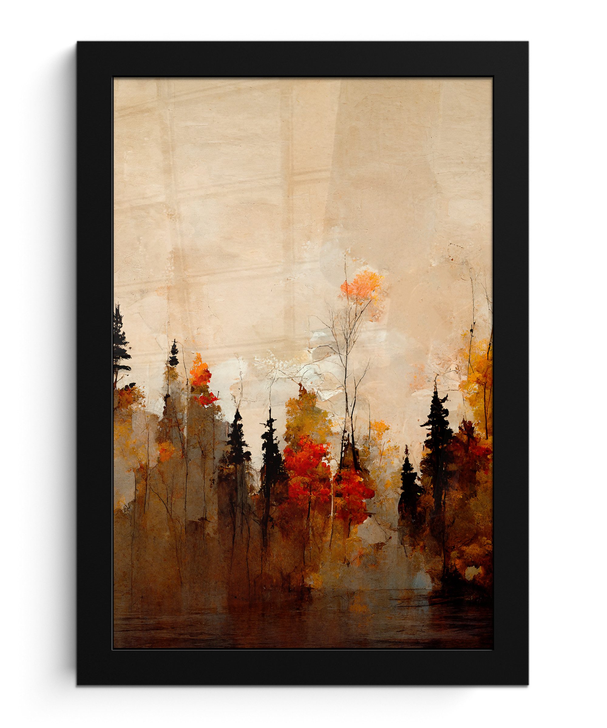 MuchoWow Poster Natur - Bäume - Kunst - Braun - Beige, (1 St), Bilderrahmen, Zimmer Deko, Bild für Wohnzimmer, 20x30 cm