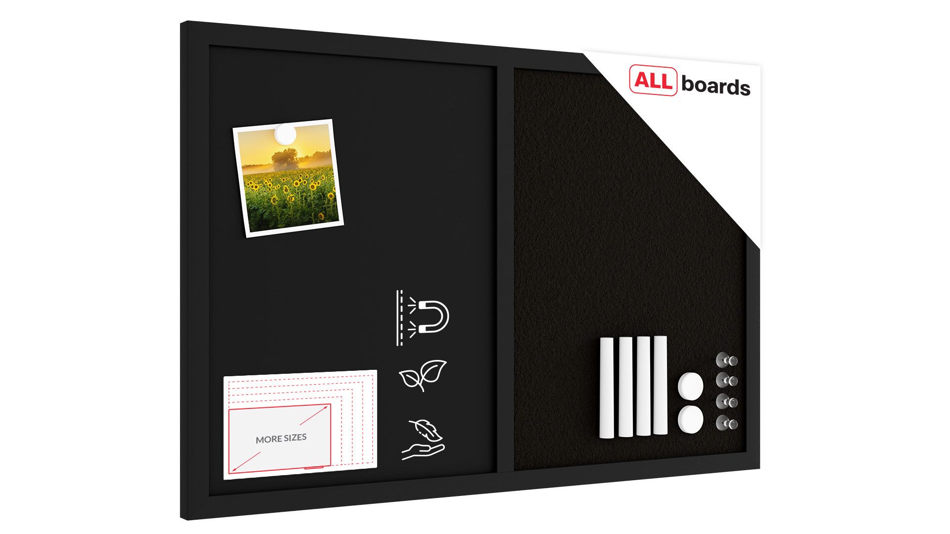 ALLboards Tafel Kombitafel Kork / schwarz magnetisch Holzrahmen schwarz lac günstig online kaufen