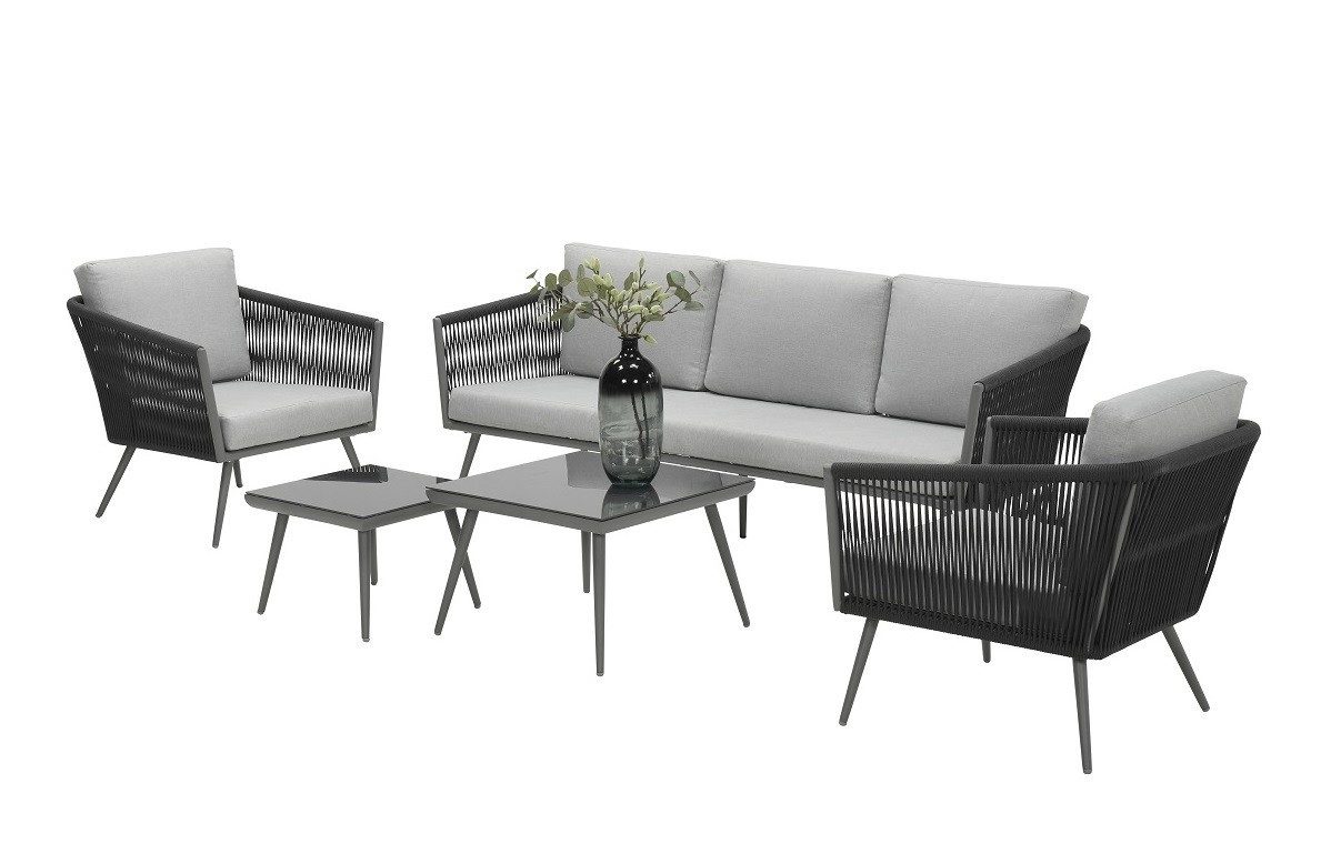 Garden Impressions Gartenlounge-Set Canberra anthrazit, Aluminium, Gartenmöbelset, Outdoor, Rope, inkl. Auflagen