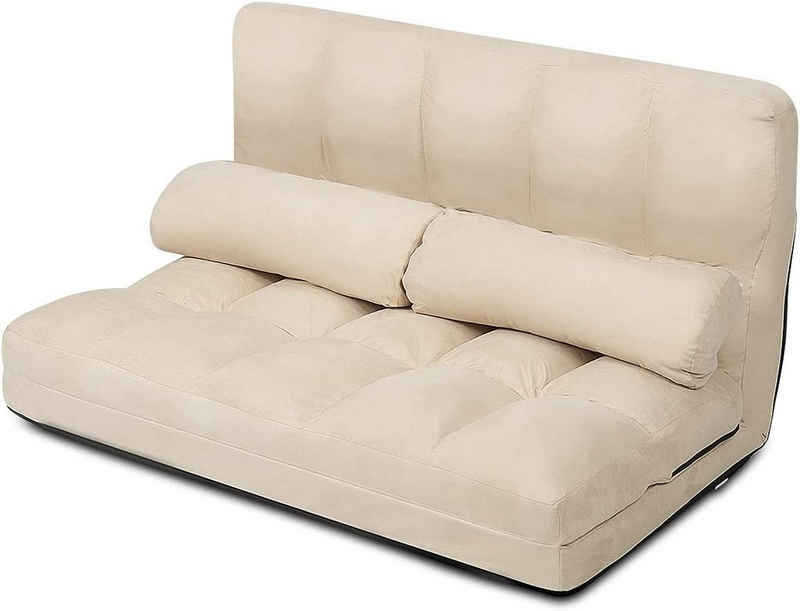 COSTWAY Schlafsofa »Sofabett Lazy Sofa Bodensofa«, mit 2 Kissen, mit 6 stufig Verstellbarer Rücklehne, klappbar