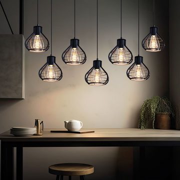 etc-shop LED Pendelleuchte, Leuchtmittel inklusive, Warmweiß, Retro Käfig Hänge Decken Leuchte FILAMENT Wohn Zimmer