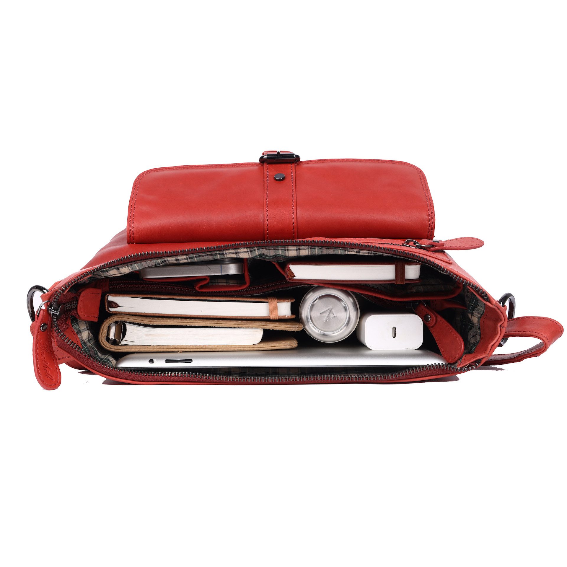 Benthill Handtasche Damen Echt Leder Umhängetasche Vintage Bag Shopper Schultertasche, Schultergurt / Umhängegurt Reißverschlussfach