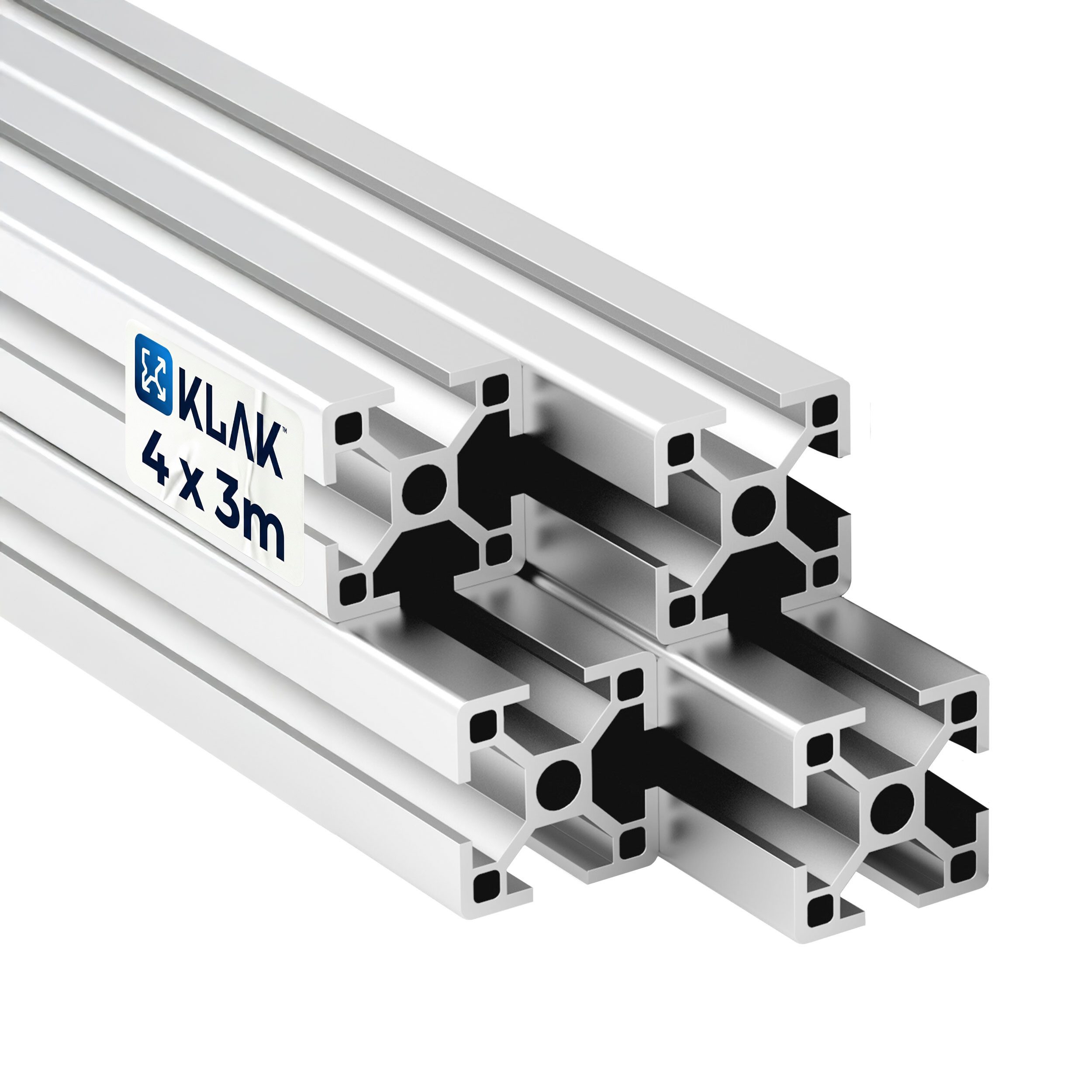 KLAK Profil KLAK Alu Profil 4 Stück 30x30mm 3m System-, Montageprofil Nut 8 silber (Set)