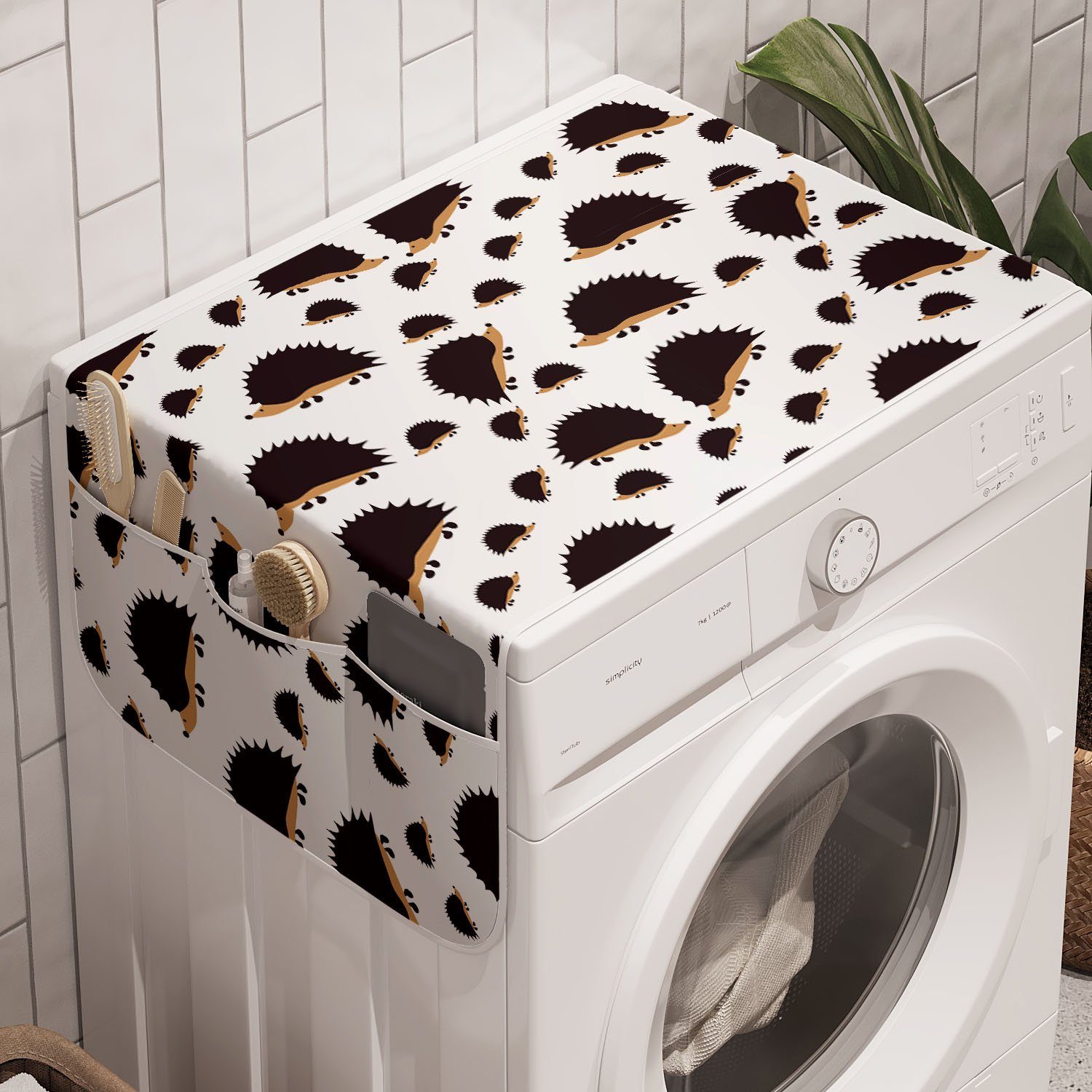 Porcupine Badorganizer Charaktere Waschmaschine Trockner, Igel für und Anti-Rutsch-Stoffabdeckung Abakuhaus