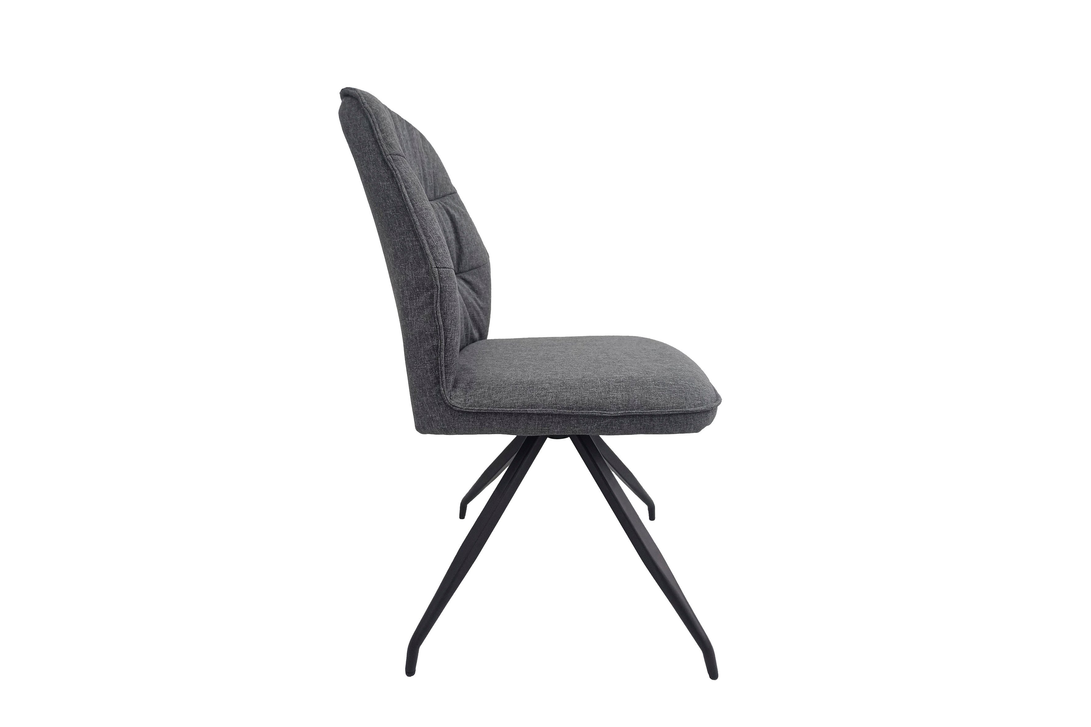 durch (2er-Set, in Polsterung Hoher PEGGY Komfort Webstoffbezug schwarz), Metallgestell Stuhl in byLIVING hochwertiger grau,