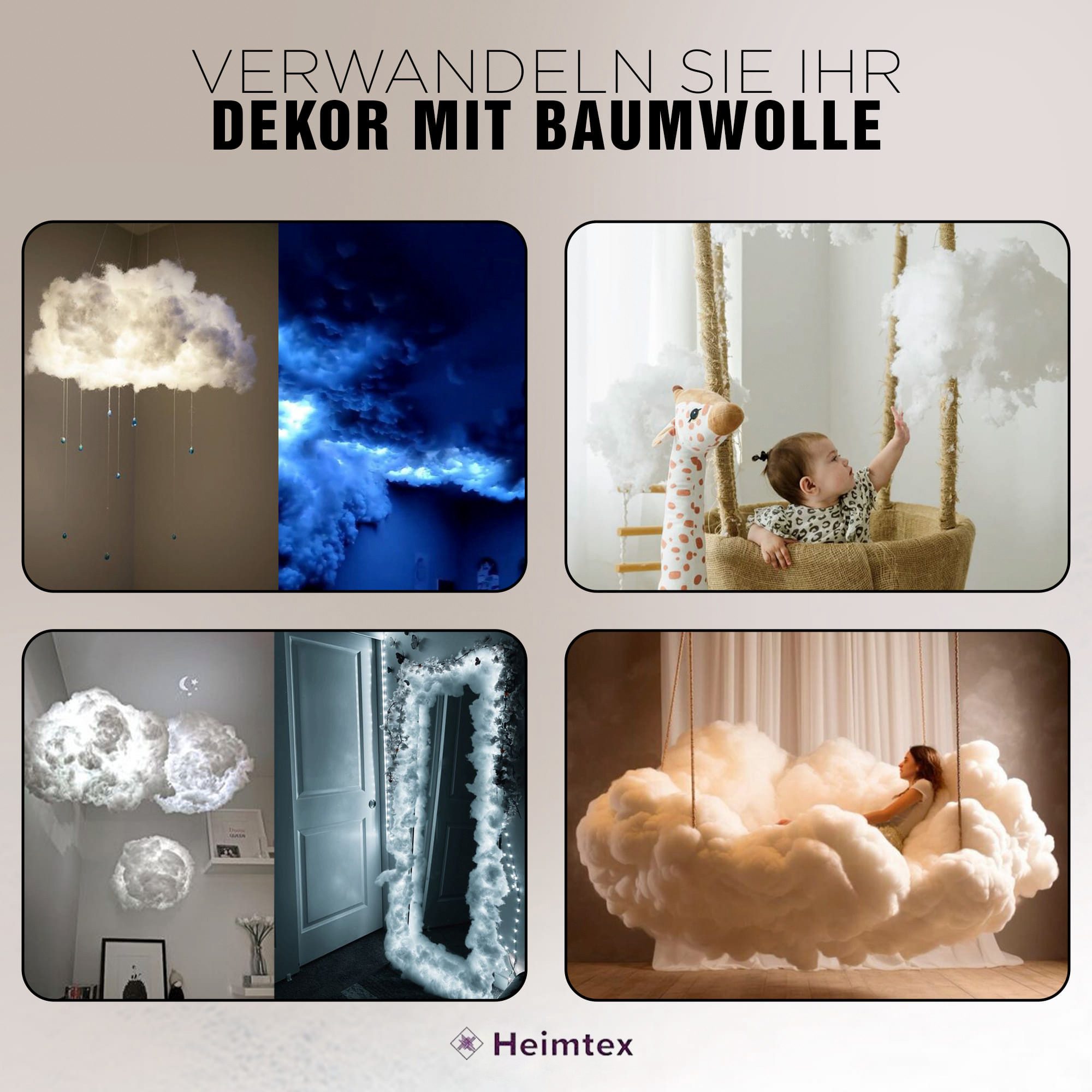 Heimtex Kissenfüllung Kissen Füllung Watte - Waschbare Baumwollfüllung für Kissen, 500g-3kg