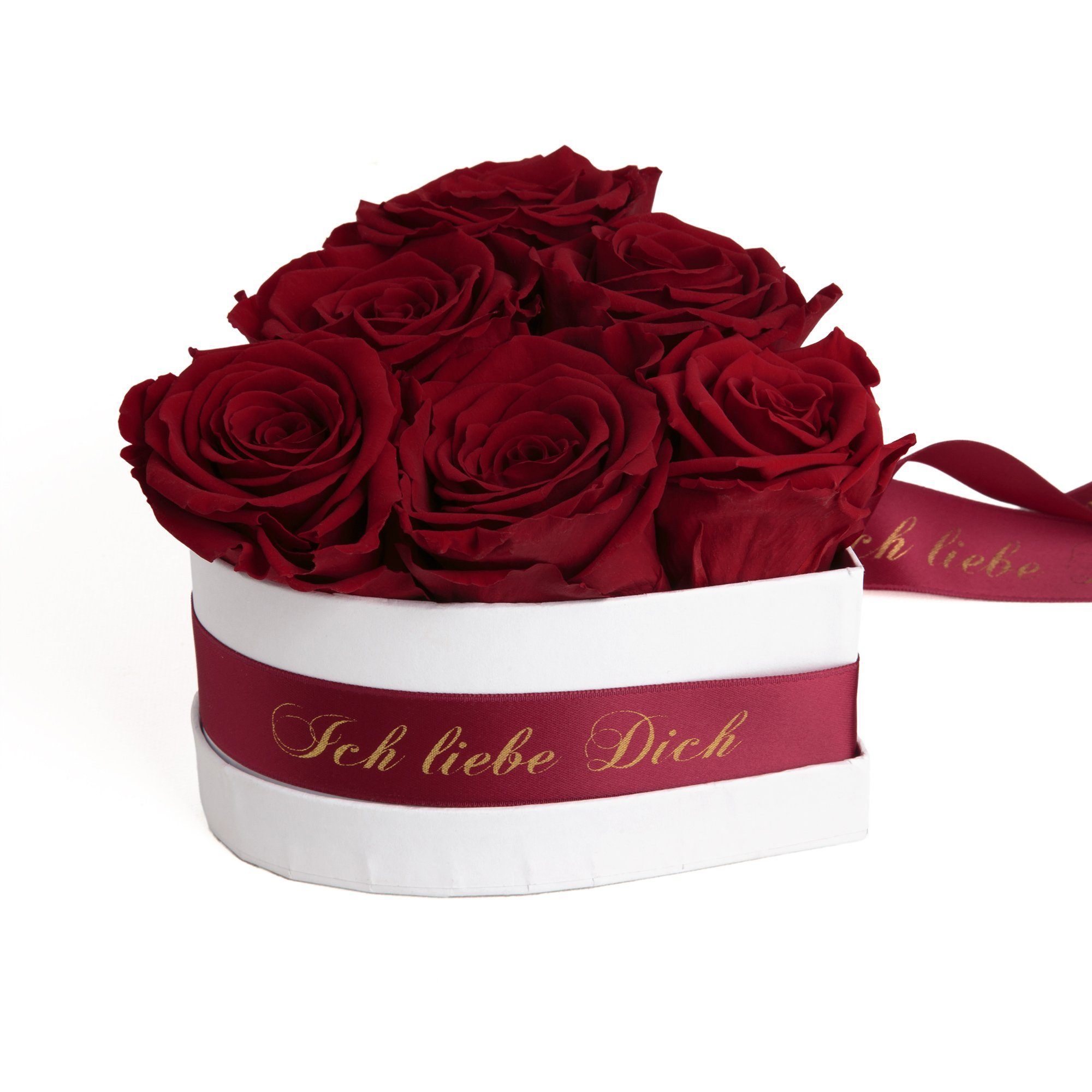Kunstblume Infinity Rosen Box Herz 6 ewige Rosen Ich liebe Dich Geschenk Frau Rose, ROSEMARIE SCHULZ Heidelberg, Höhe 10 cm, Valentinstag Geschenk Frau Herz, Made in Germany
