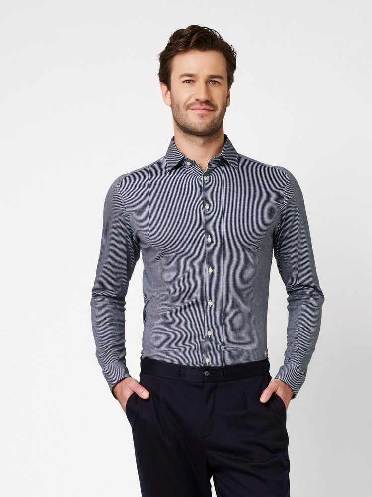 DESOTO Langarmhemd Casual Kent 1/1 Jerseyhemd, Kentkragen, Slim Fit