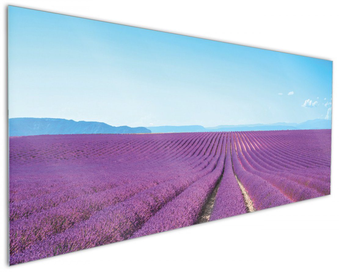 Lavendelfeld (1-tlg) unter blauem Wallario Himmel, Küchenrückwand