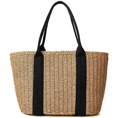 Jormftte Schultertasche Handgefertigte Handtaschen aus Stroh (Verpackung, 1 * Strandtasche), Minimalistischer Look
