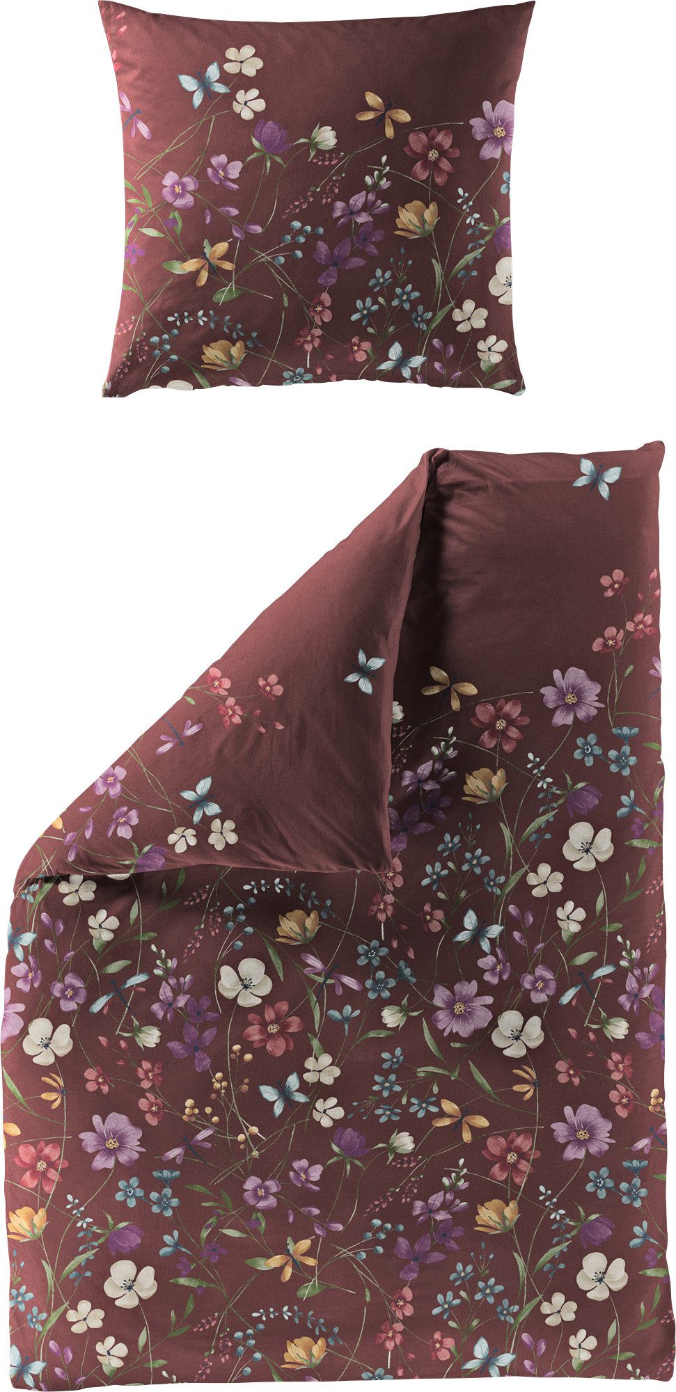 BIERBAUM Bettwäsche Bettwäsche, Mako-Satin, Blumen