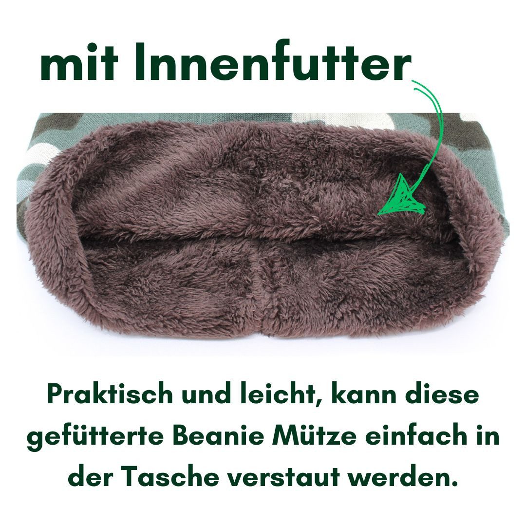 dy_mode Beanie Thermo Beanie in Camouflage Muster warme Wintermütze Unisex mit Innenfutter