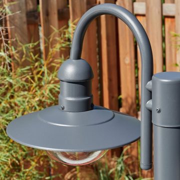 hofstein Außen-Stehlampe moderne Wegeleuchte aus Metall/Kunststoff in Anthrazit/Klar, ohne Leuchtmittel, Kandelaber, Gartenbeleuchtung IP44, 2x E27, ohne Leuchtmittel