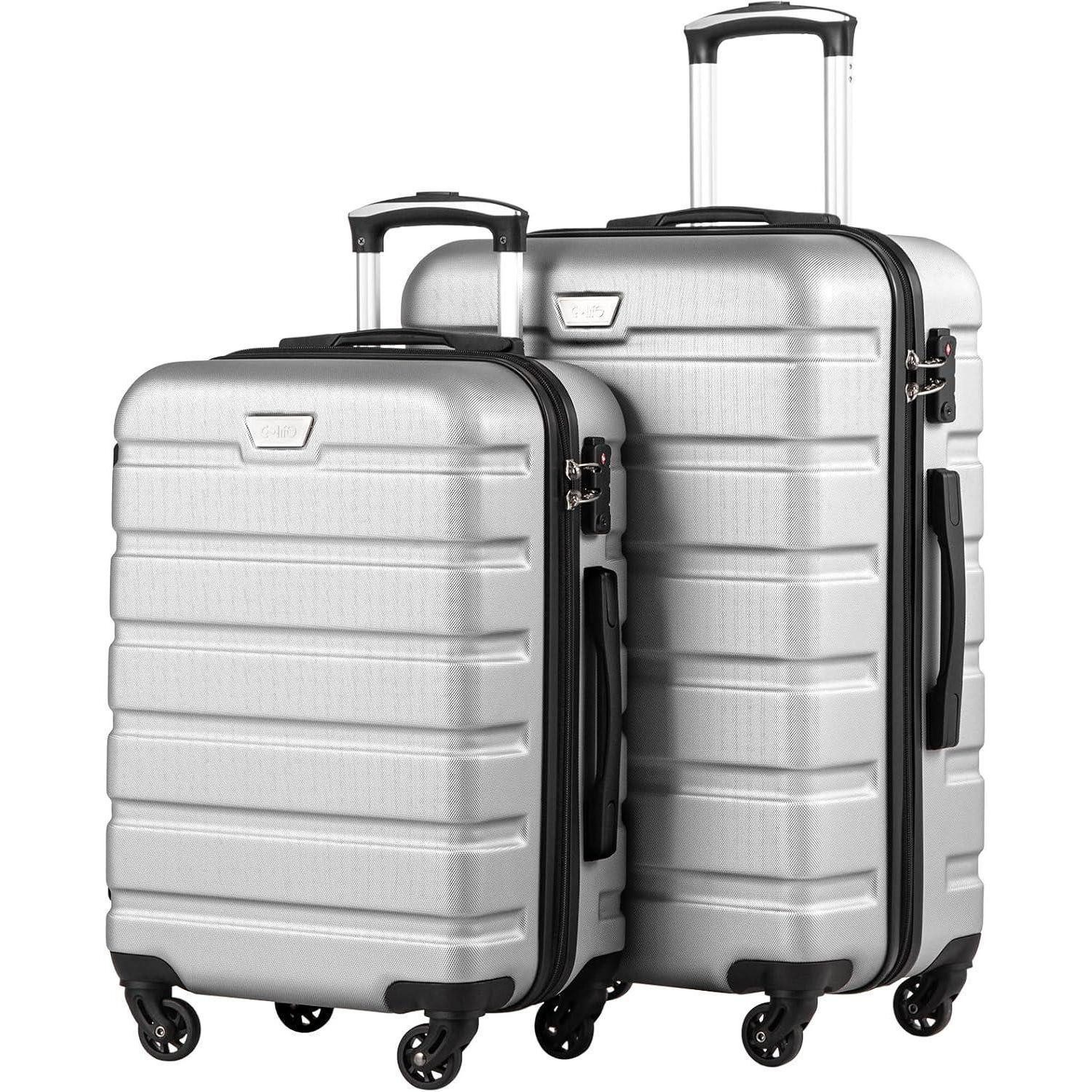 LuxusKollektion Trolleyset Koffer Hartschalenkoffer Trolley Set-2tlg(S + M) Helles Silber