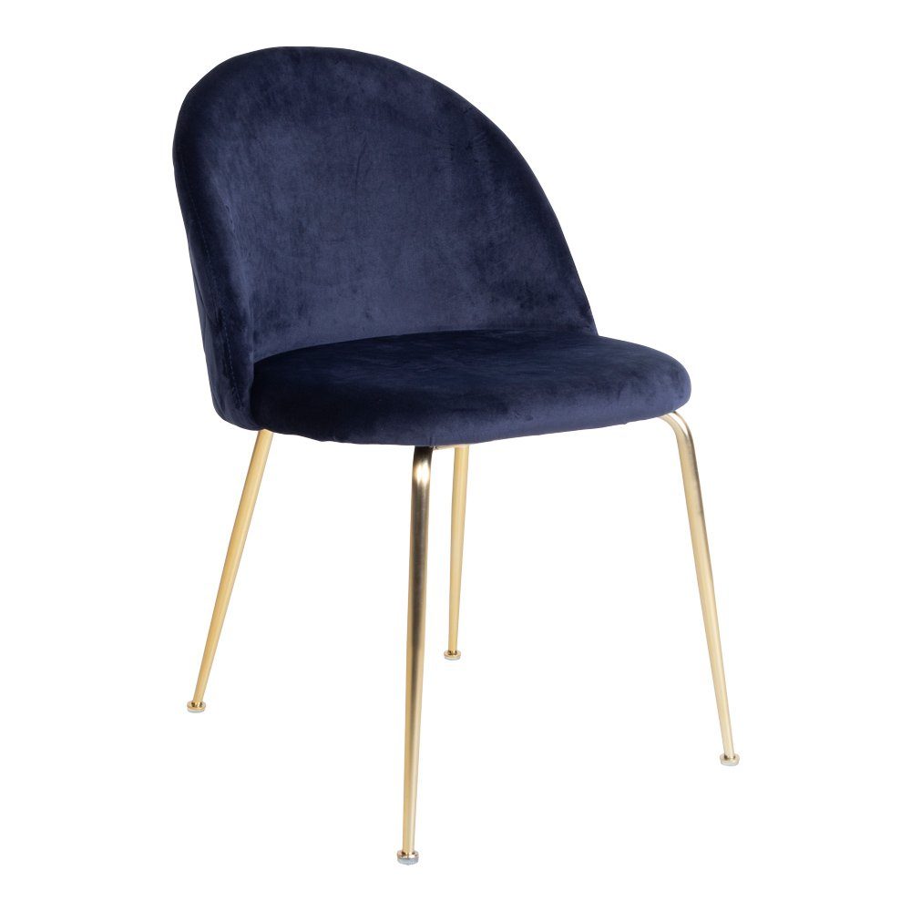 Esszimmerstuhl 2er Set Geles Esszimmerstuhl blaues Velour, Beine
