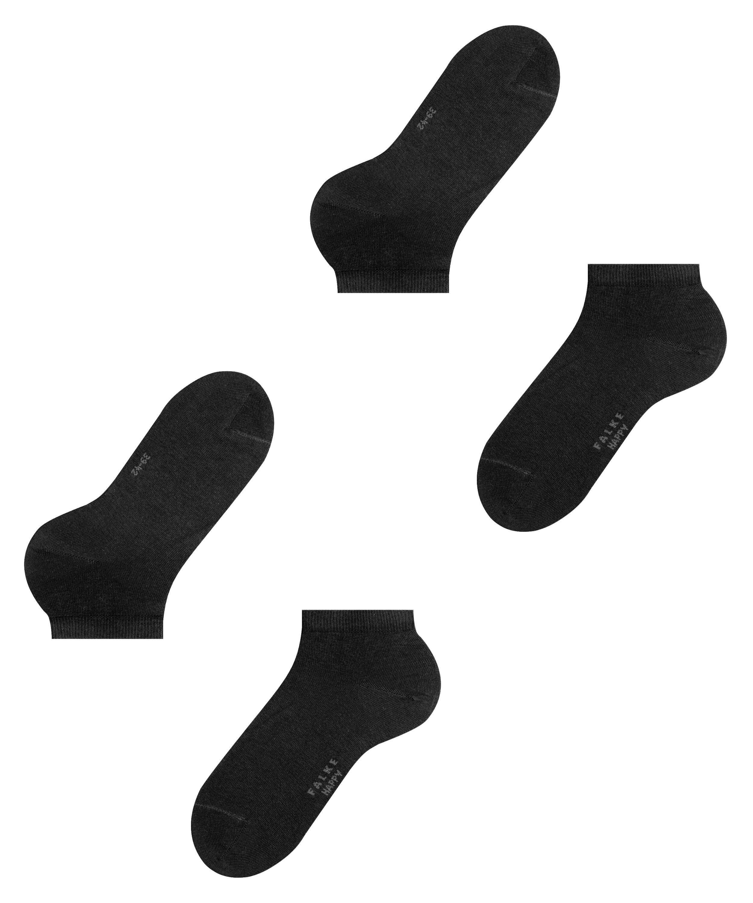 FALKE (3000) Sneakersocken Baumwollsneakern Set 2 black Paar 2-Pack aus (2-Paar) Happy