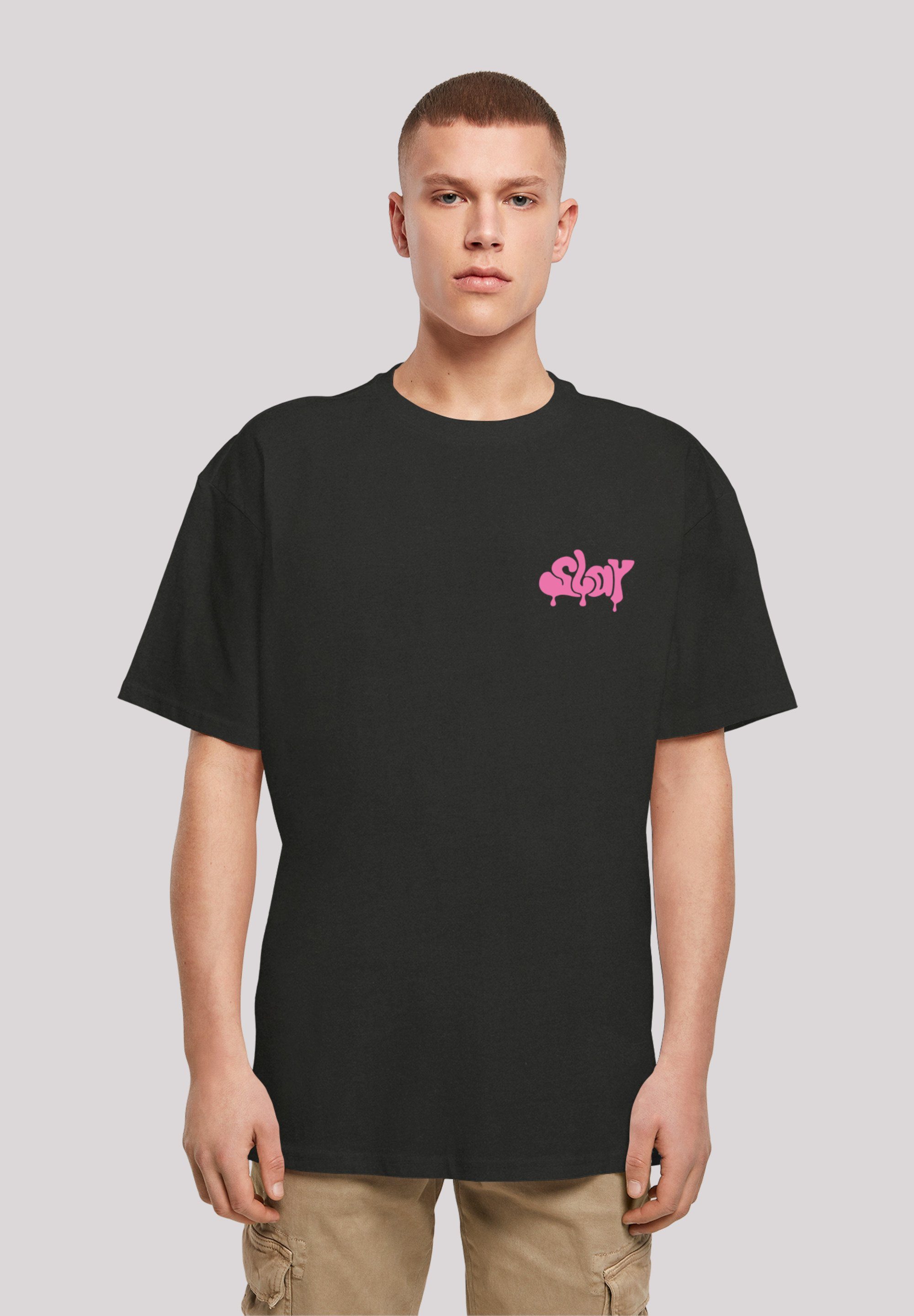 Pink Jugenwort SLAY Print T-Shirt F4NT4STIC schwarz