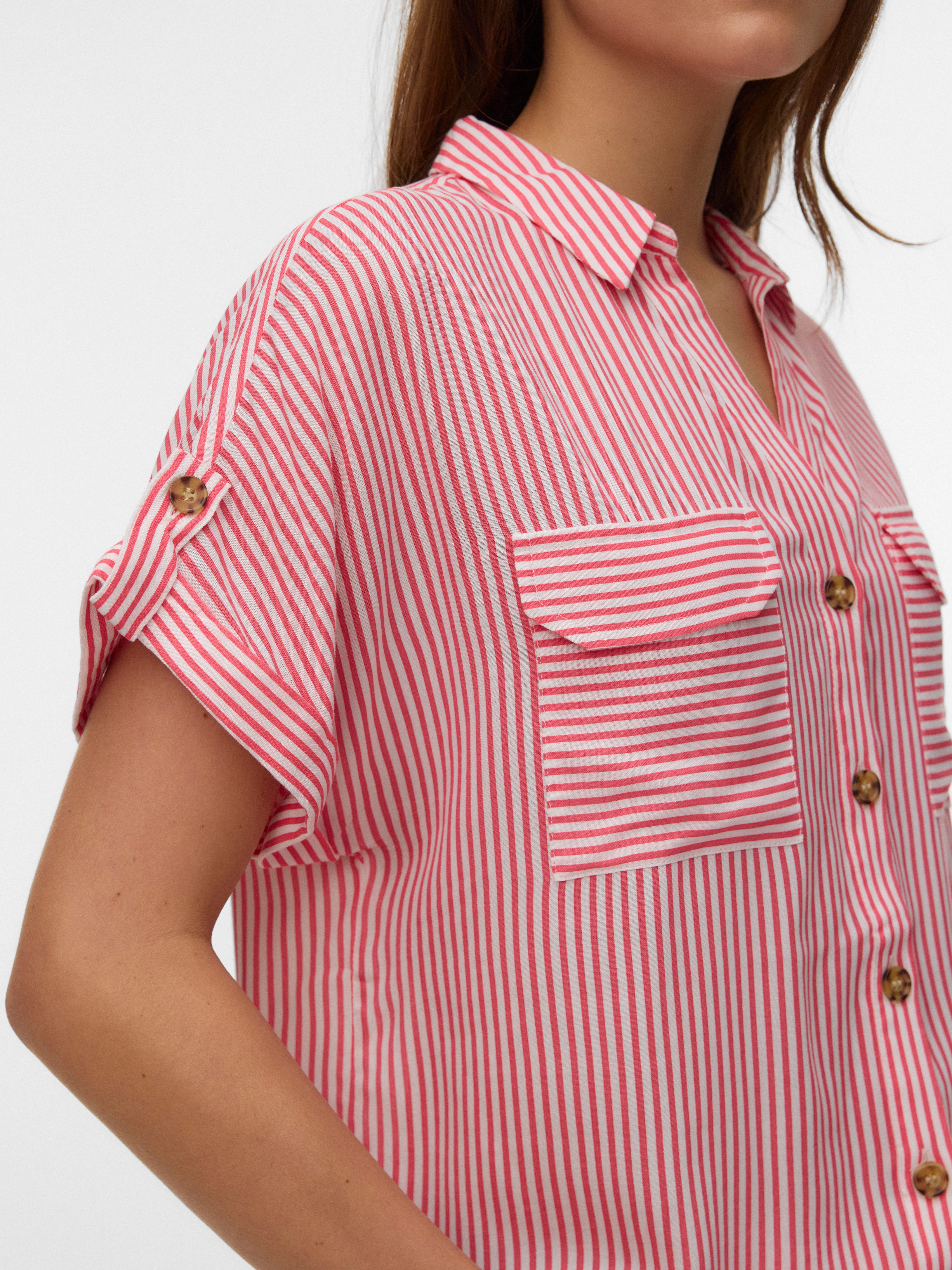 Vero Moda Kurzarmbluse VMBUMPY S/S SHIRT WVN GA NOOS Viskose, regular fit