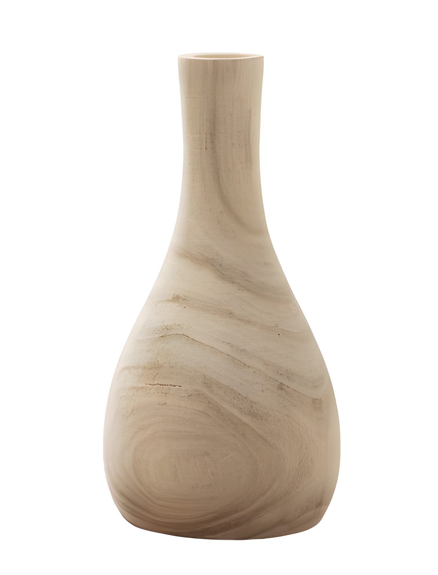 Dekovase "Wood" rund, aus naturbelassenem Paulownia Holz, 24 cm hoch, Vase für